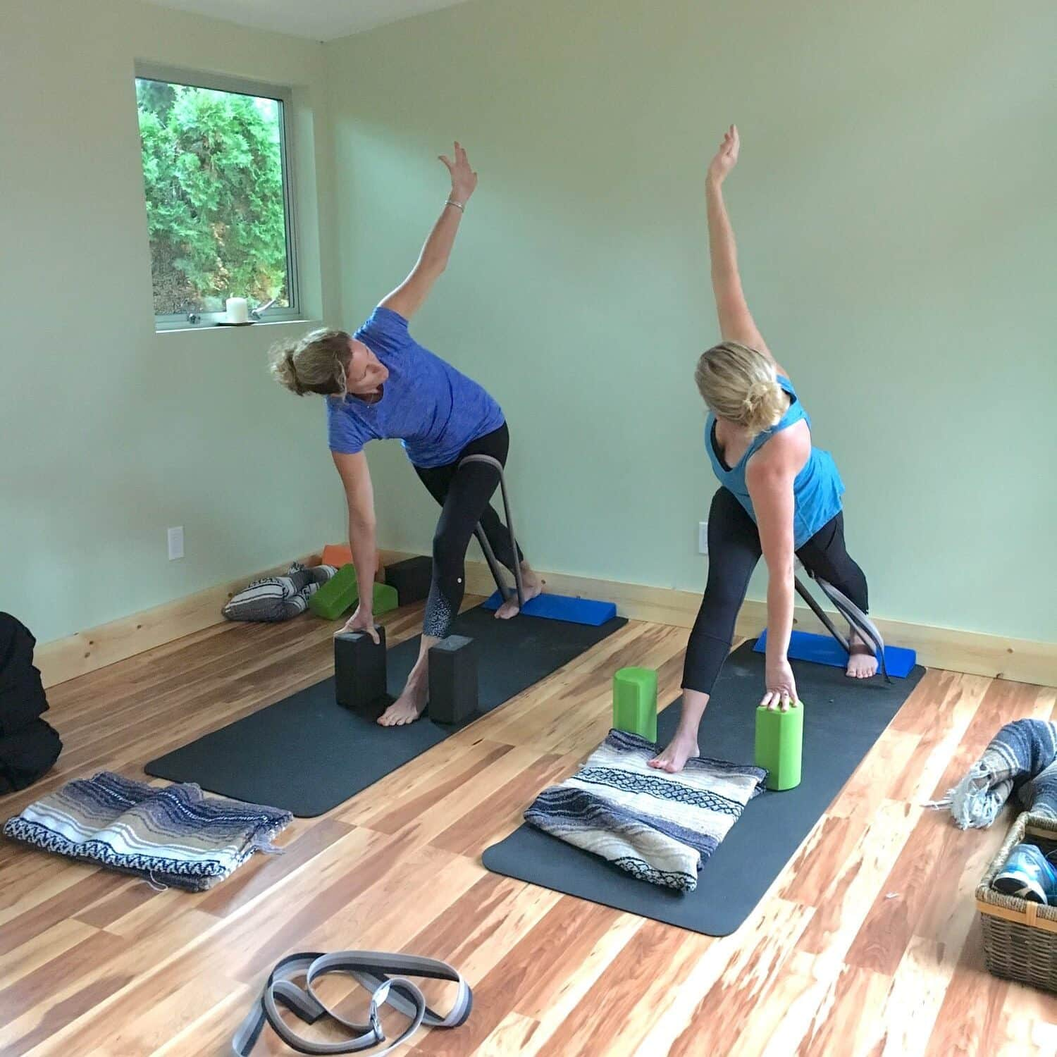 Beautiful Yoga Woman Practice Near Window Yoga Room Studio