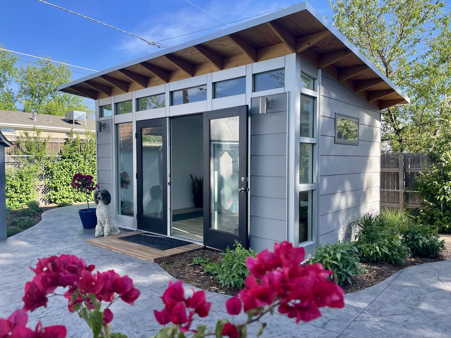 Yoga Studio Entrance with Storage - Contemporary - Home Gym