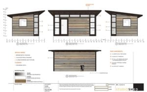 Rendering of Studio Shed with Colorado Beetle-Kill Pine Siding